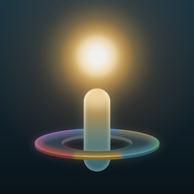 App-Symbol von inluci: eine leuchtende Kerze in einem farbigen Ring